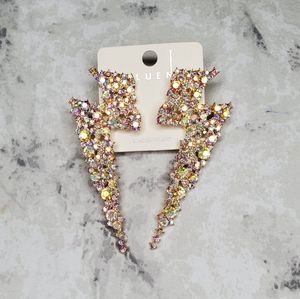 AB Rhinestone Lightning Bolt Earrings